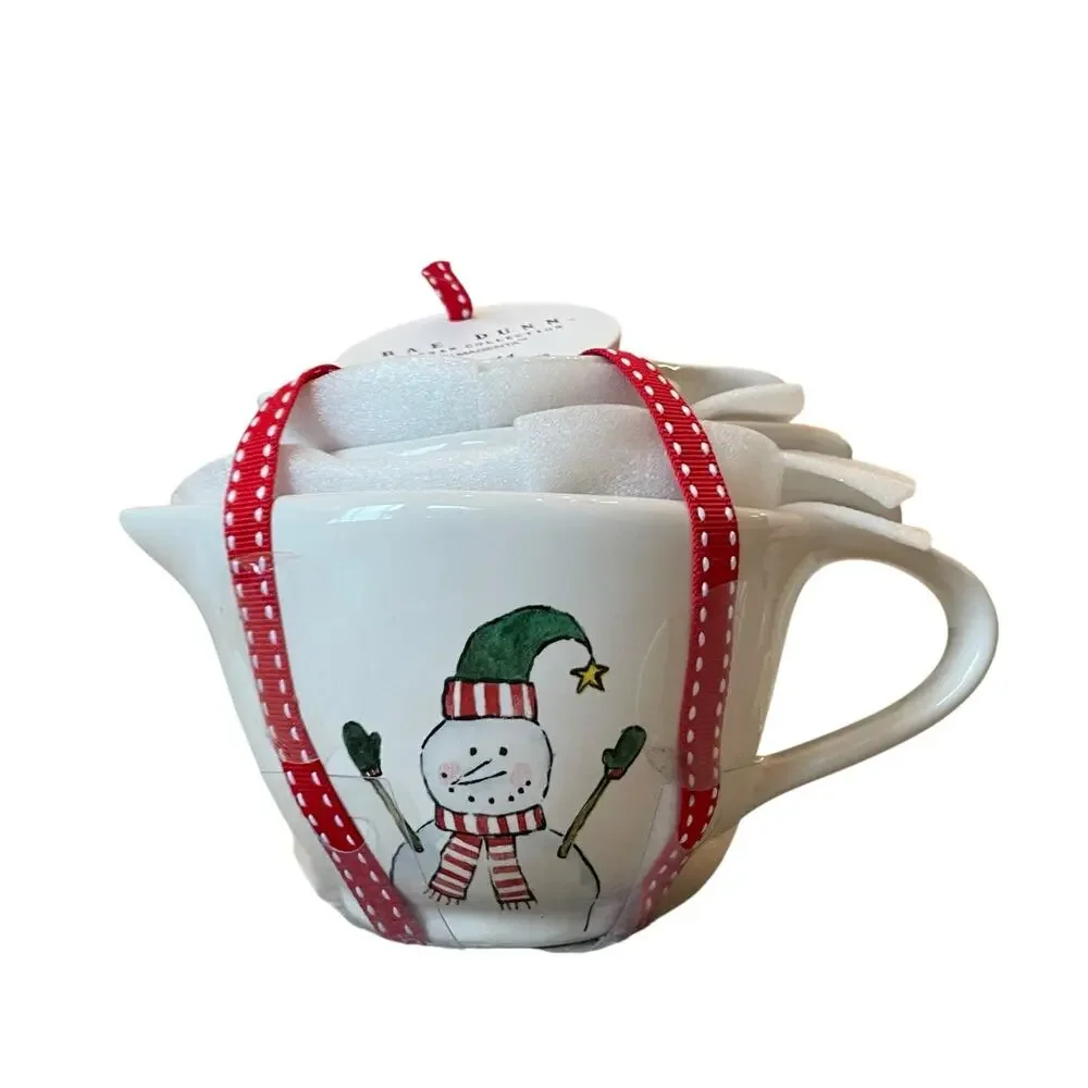 New Rae Dunn Snowman Christmas Nesting Measuring Cups 2023 Kitchen Baking